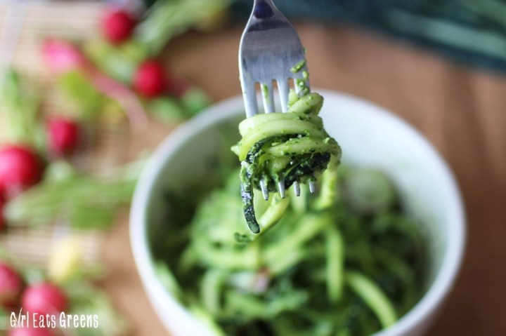 Raw Kale Radish Pesto with Zucchini Noodles Vegan Vegetarian Gluten Free Girl Eats Greens_0018