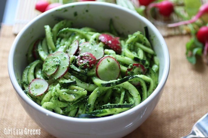 Raw Kale Radish Pesto with Zucchini Noodles Vegan Vegetarian Gluten Free Girl Eats Greens_0020