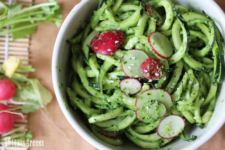 Raw Kale Radish Pesto with Zucchini Noodles Vegan Vegetarian Gluten Free Girl Eats Greens_0024
